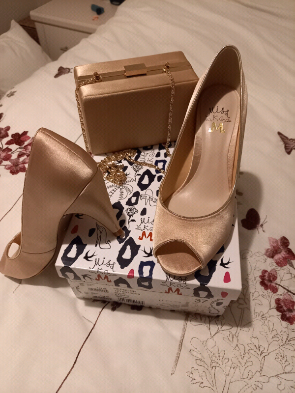 champagne shoes and matching bag